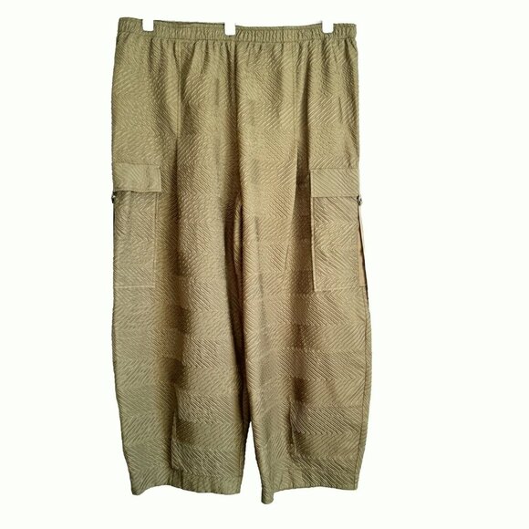 IC by Connie K Women’s 3X Textured Barrel Leg Cargo Pants Taupe Beige Utility - Picture 3 of 13